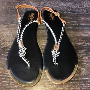 Mossimo Black, White, Gold Sandals